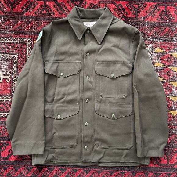 Vintage 1990s Filson Double Mackinaw Cruiser Whipcord Jacket Army Green 40 USA - Picture 1 of 13